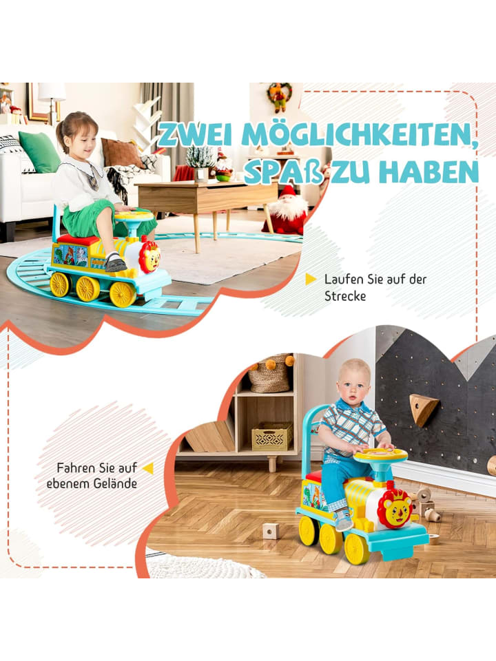 COSTWAY Aufsitz Lokomotive mit Bahn in Blau günstig kaufen onesize