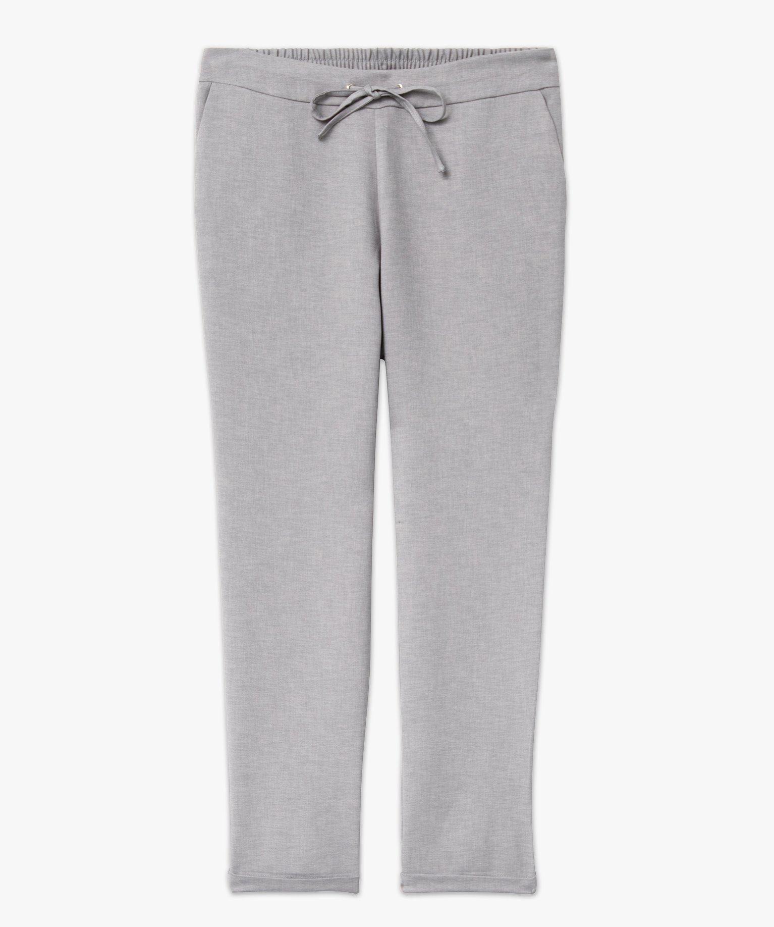 Pantalon en toile coupe ample avec taille élastique femme gris | GEMO