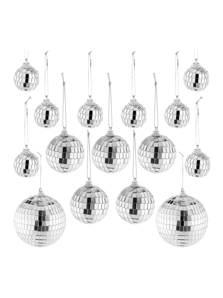 relaxdays 15-tlg. Mini-Discokugel Set in Silber günstig kaufen onesize