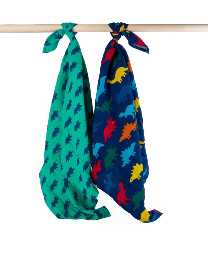 Toby Tiger Mulltücher im Doppelpack mit buntem Regenbogen Dinosaurier Print in bunt günstig kaufen 0