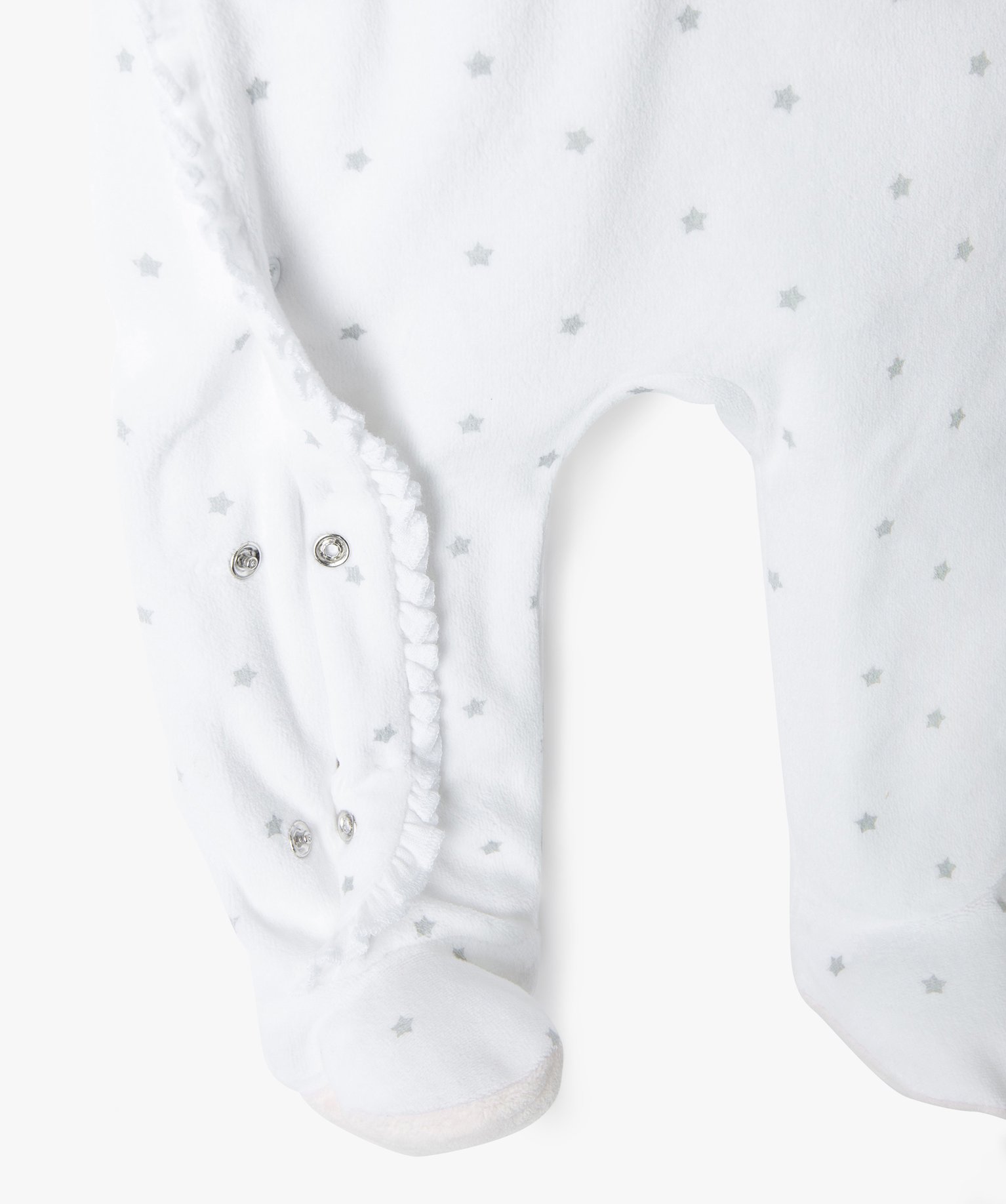 Pyjama bébé en velours avec ouverture avant et motifs éto... blanc | GEMO