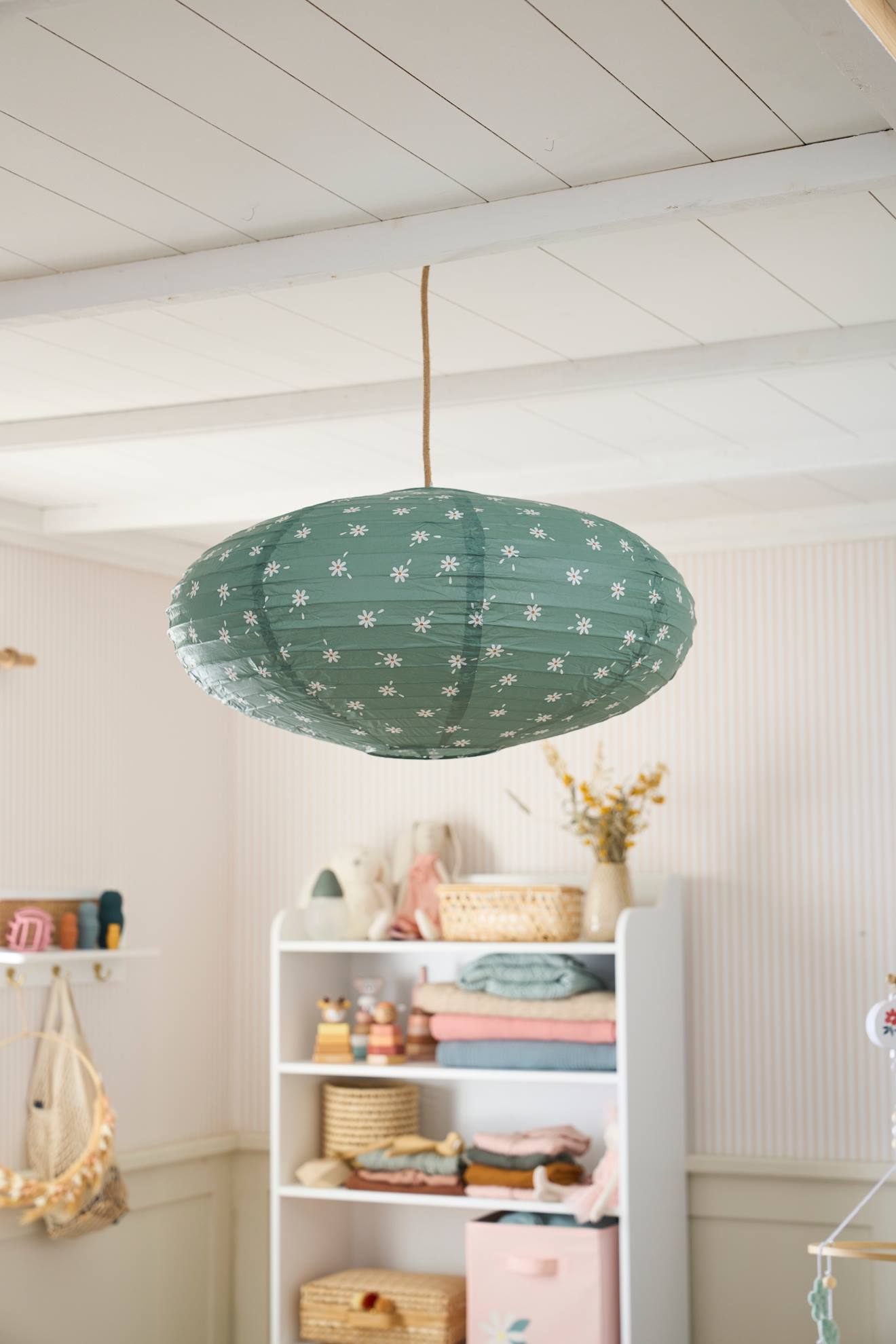 Abat-jour pour suspension boule en papier vert