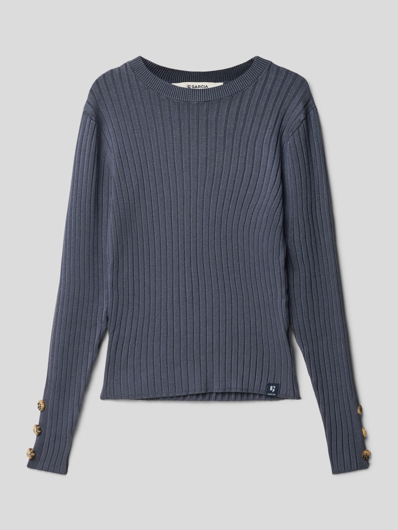 Strickpullover aus Viskose-Mix mit Rundhalsausschnitt in blau