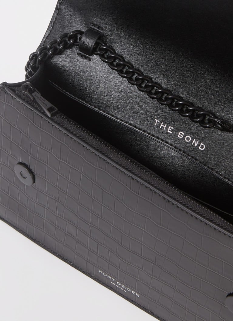Kurt Geiger Bond -käsilaukku nahkaa, jossa krokotiilikuviointi ja irrotettava olkahihna.