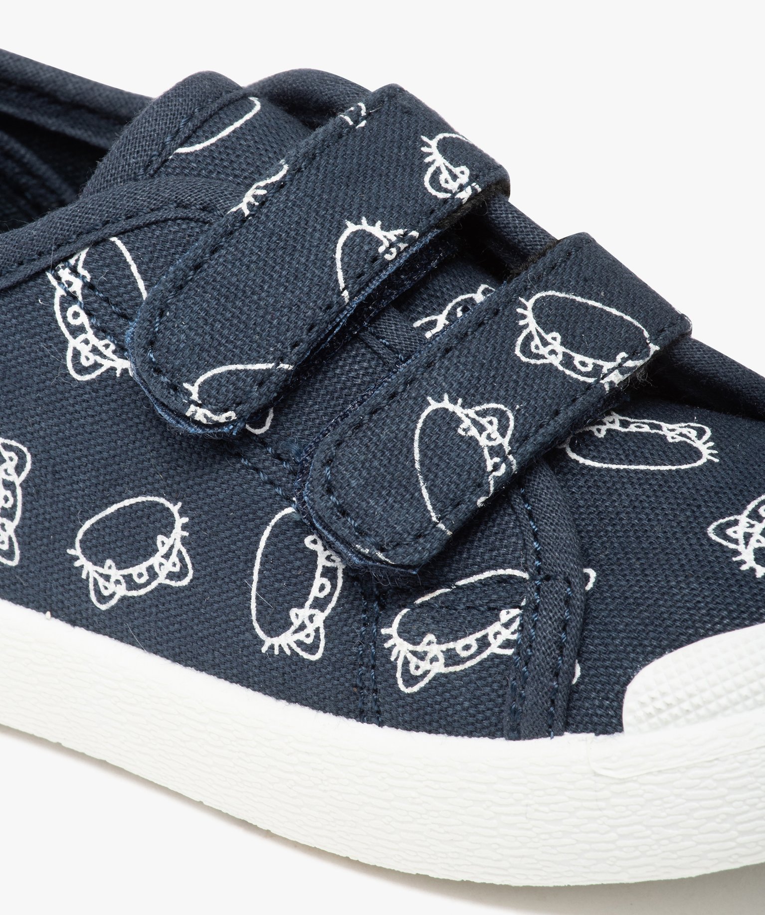 Baskets Garçon en toile imprimée fermeture scratch marine | GEMO