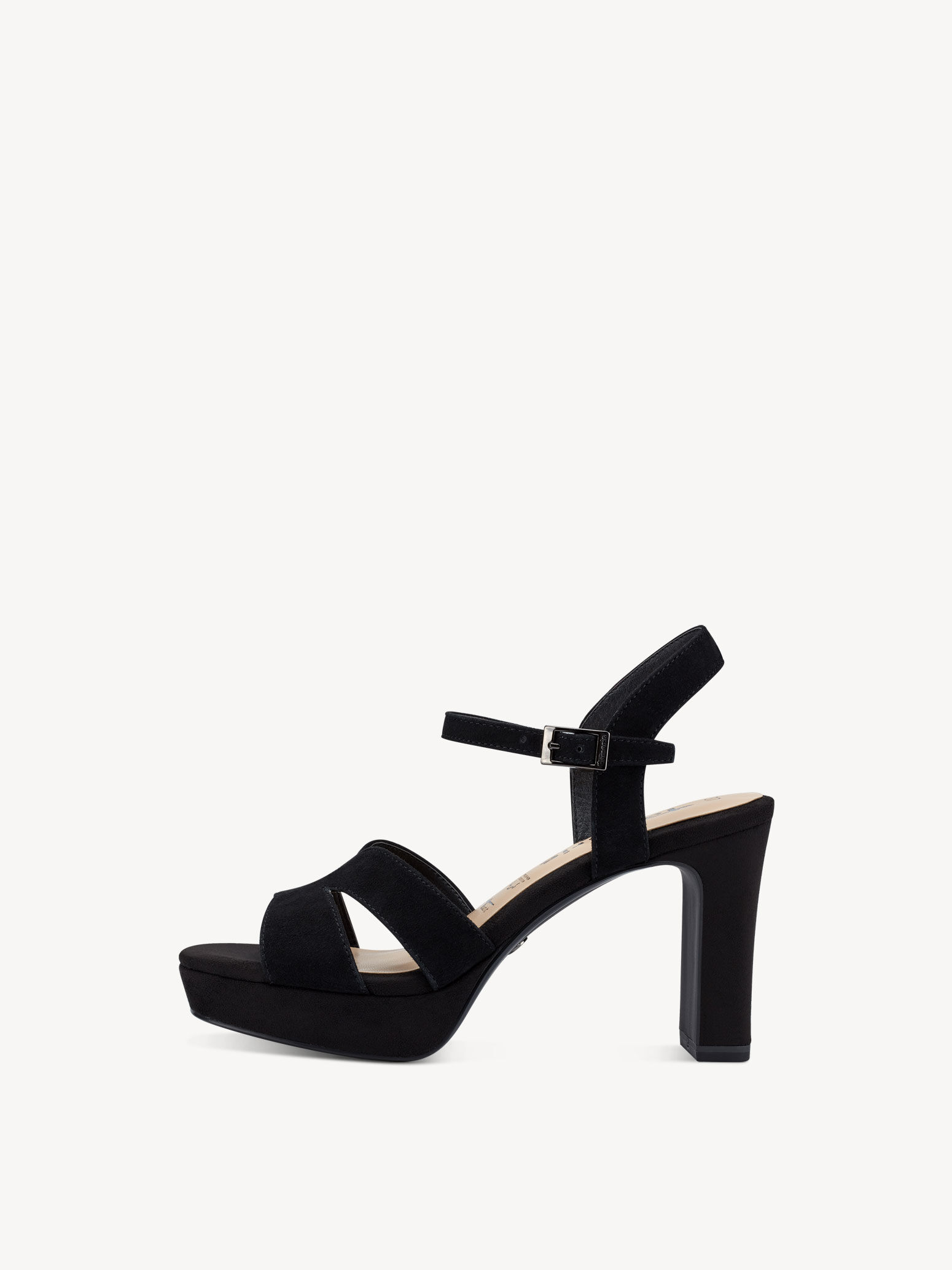 Sandale à talon en cuir - noir