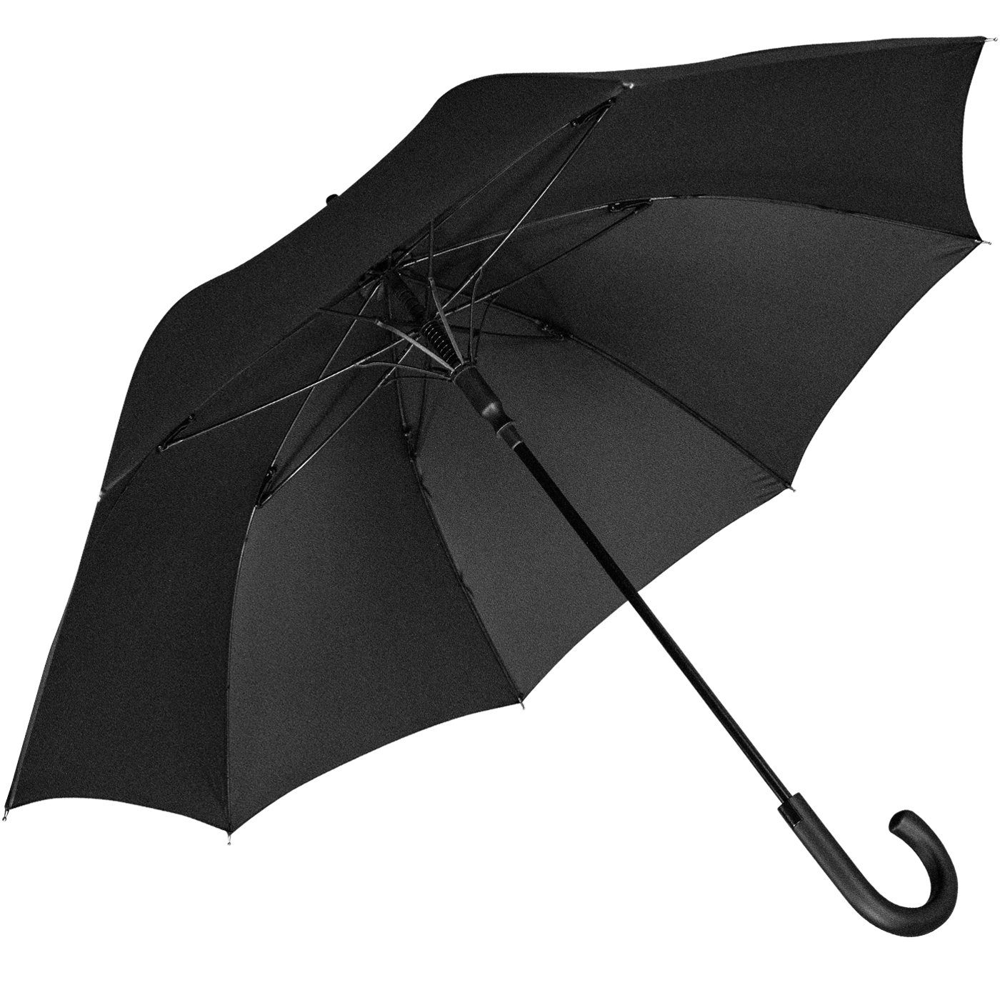 iX-brella Langregenschirm Fiberglas, XL 110 cm groß, stabil, mit Automatik, mit überschlagfähigem Dach - windproof - schwarz