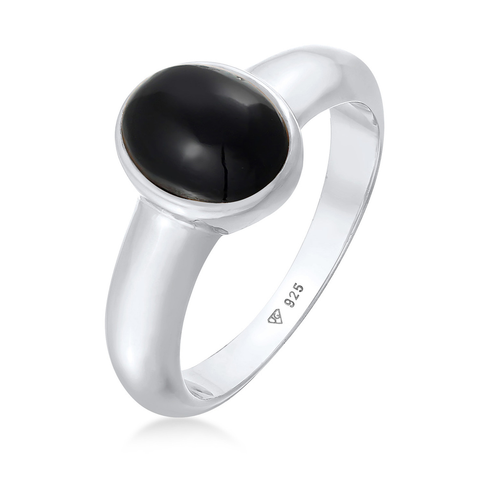 KUZZOI KUZZOI Bague Hommes ovale de base avec onyx en argent sterling 925 Bague