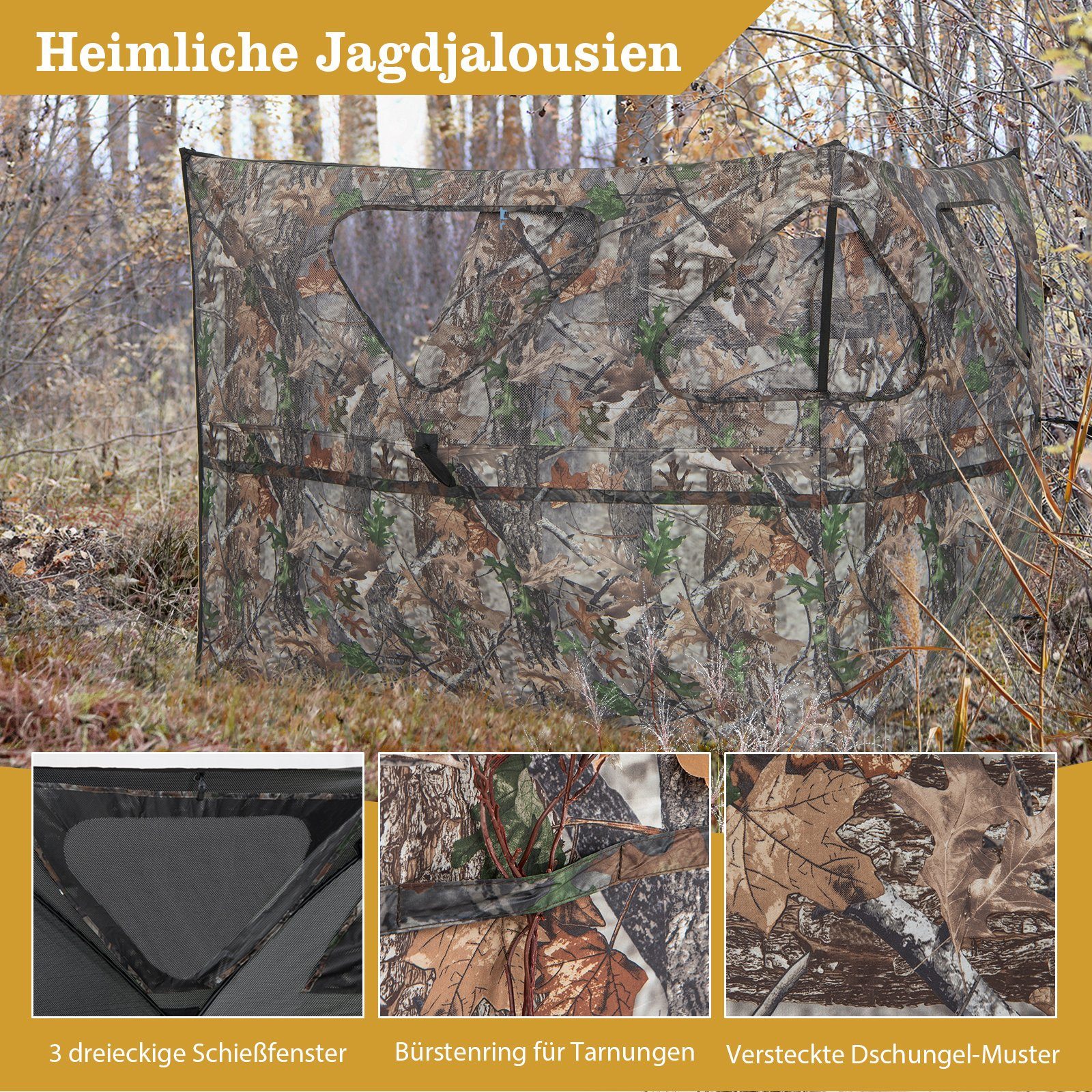 COSTWAY Angelzelt Pop-up-Jagdzelt, tragbar, 360° Jagdunterstand