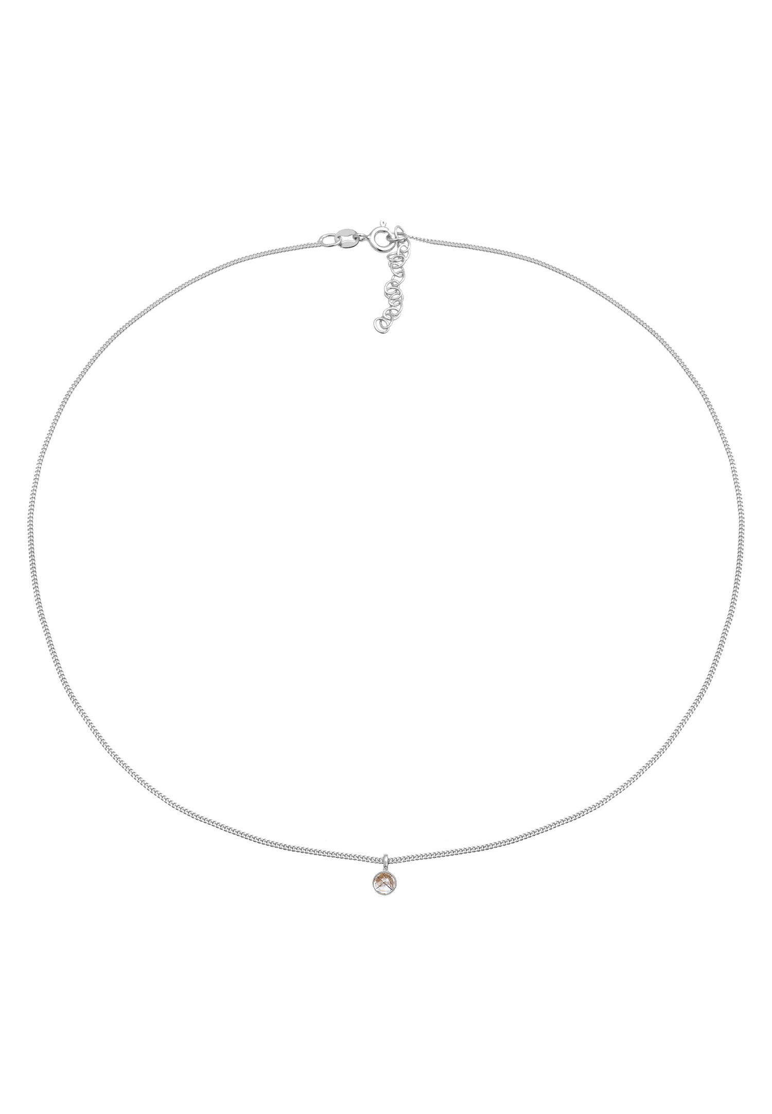 Colier cu pandantiv solitaire Elli Choker și cuarț turmalină pentru femei - Argint (925/1000)