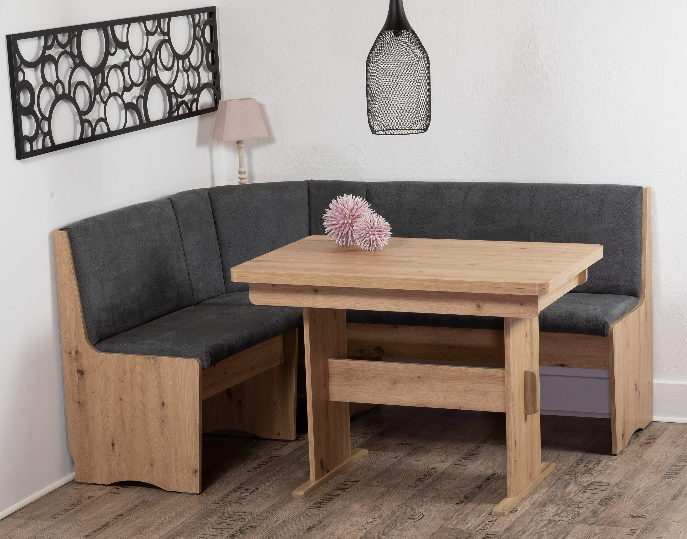 Stolebaenk Eckbankgruppe Duisburg Artisan Titanic Ibiza PE/MA, (Eckbankgruppe, 1 x Eckbank, 1 x Tisch, 2 Stühle), Eckbank beidseitig aufbaubar