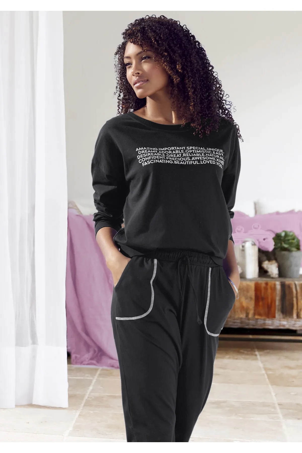 Kangaroos  Pyjama set - Schwarz - Unifarben