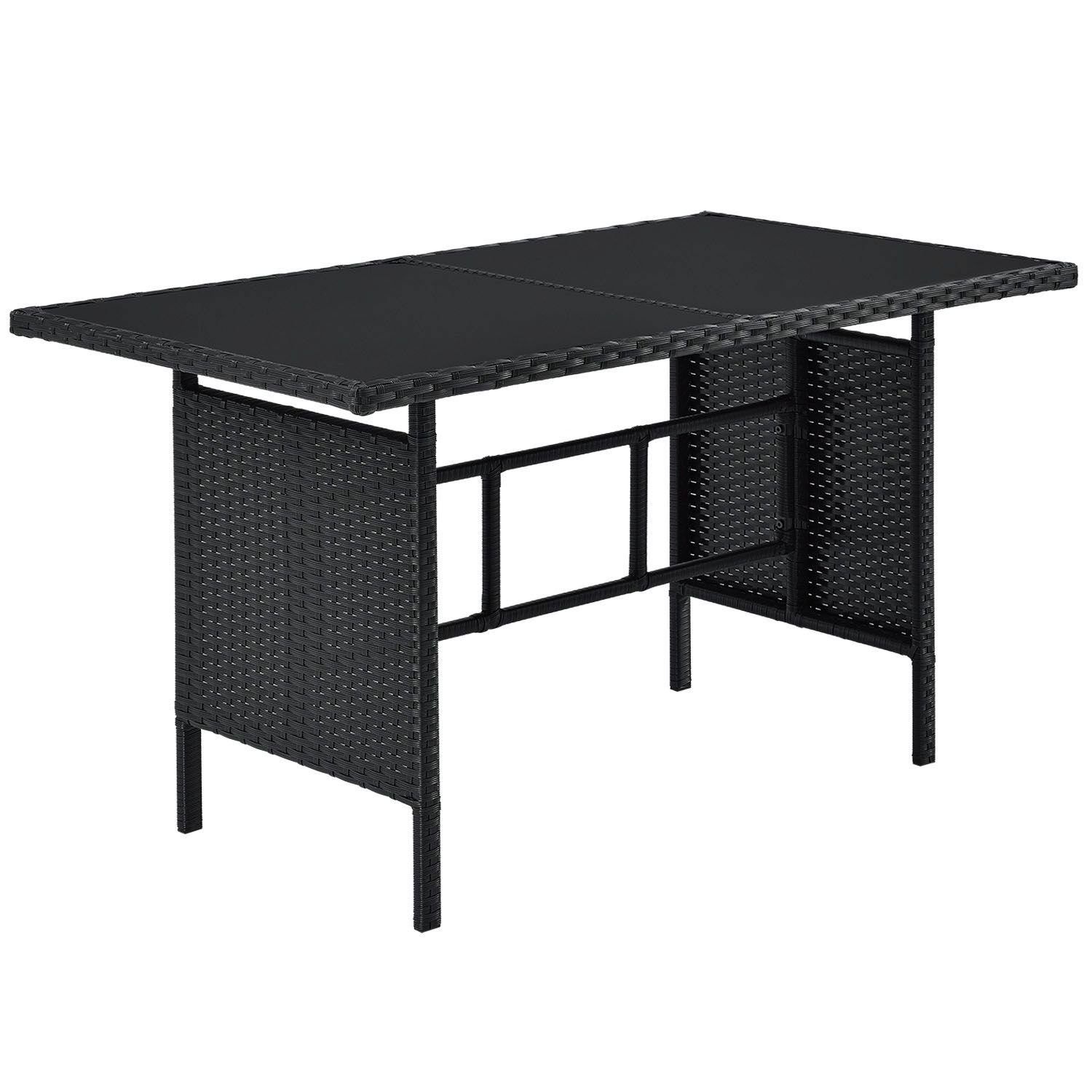 Juskys Gartenlounge-Set Manacor, (Gartenlounge), Polyrattan Gartenmöbel-Set mit Garten-Sofa, Garten-Tisch und 2 Hocker