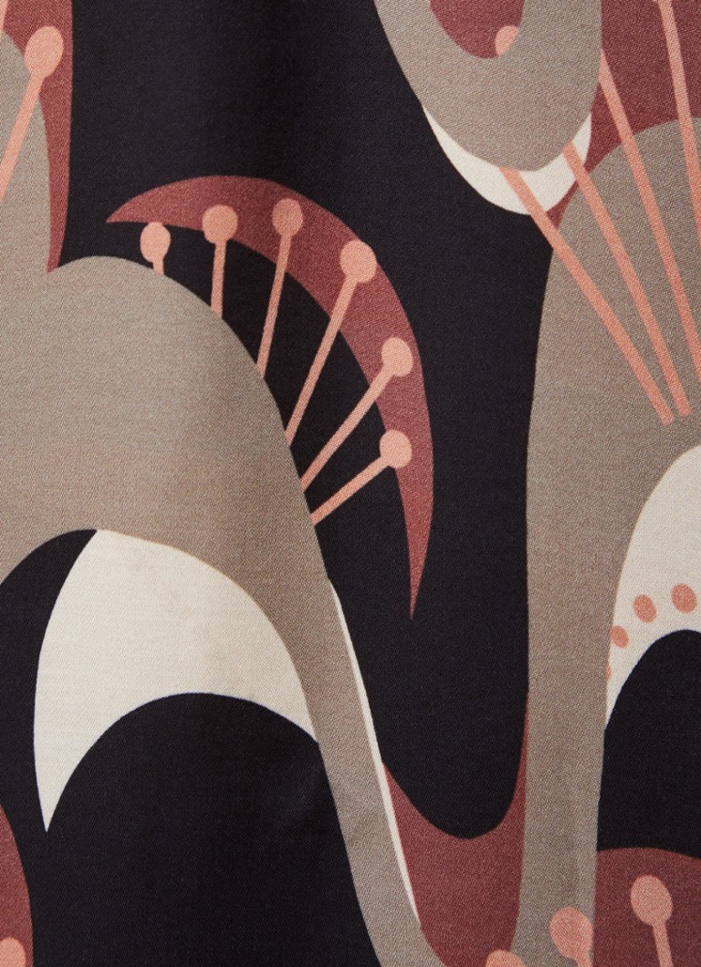 Abito tunica midi estivo con stampa grafica e cintura da annodare