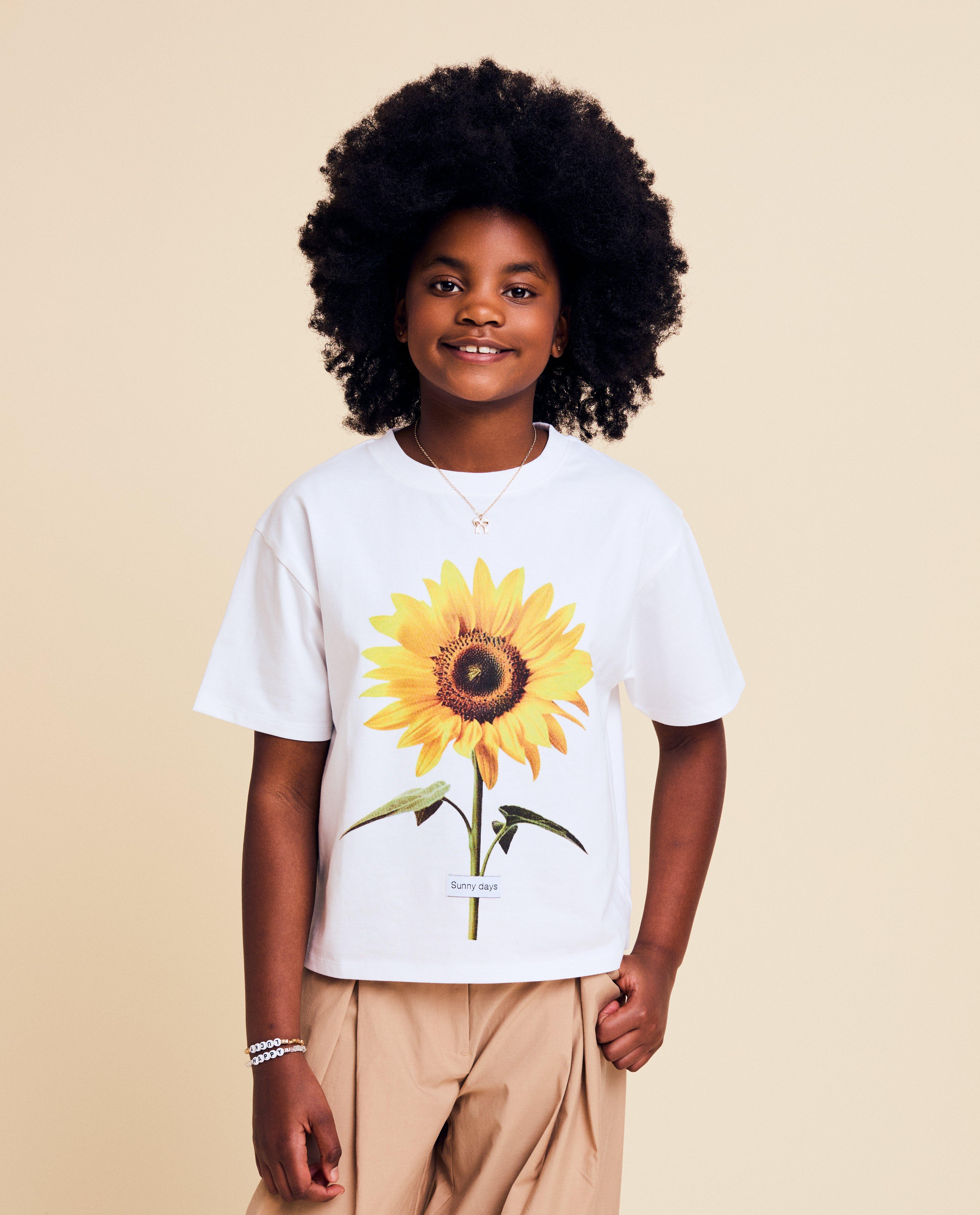 Tricou Milla Star cu imprimeu de floarea-soarelui, Alb pentru ocazii speciale