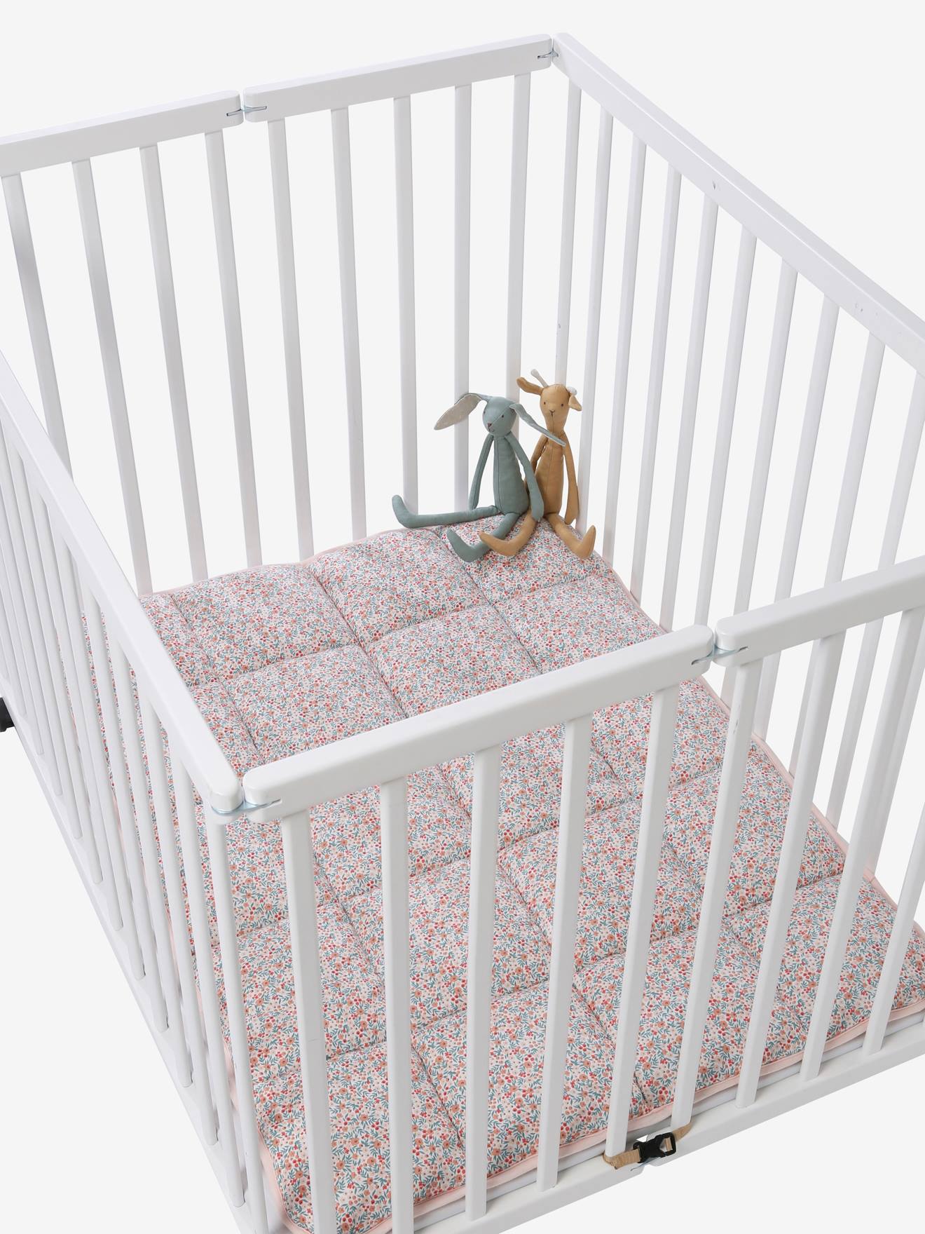 Vertbaudet Baby Spieldecke/ Laufstalleinlage Oeko-Tex - rosa blumenwiese