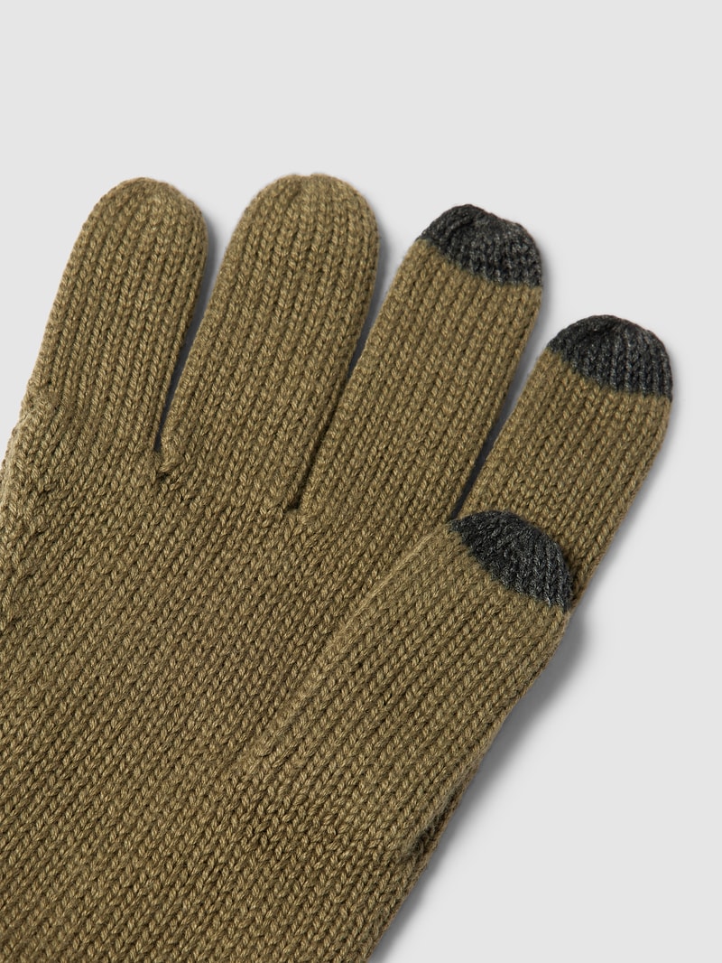 Touchscreen-Handschuhe mit Label-Stitching Modell 'Laurel Wreath' in olivgrün