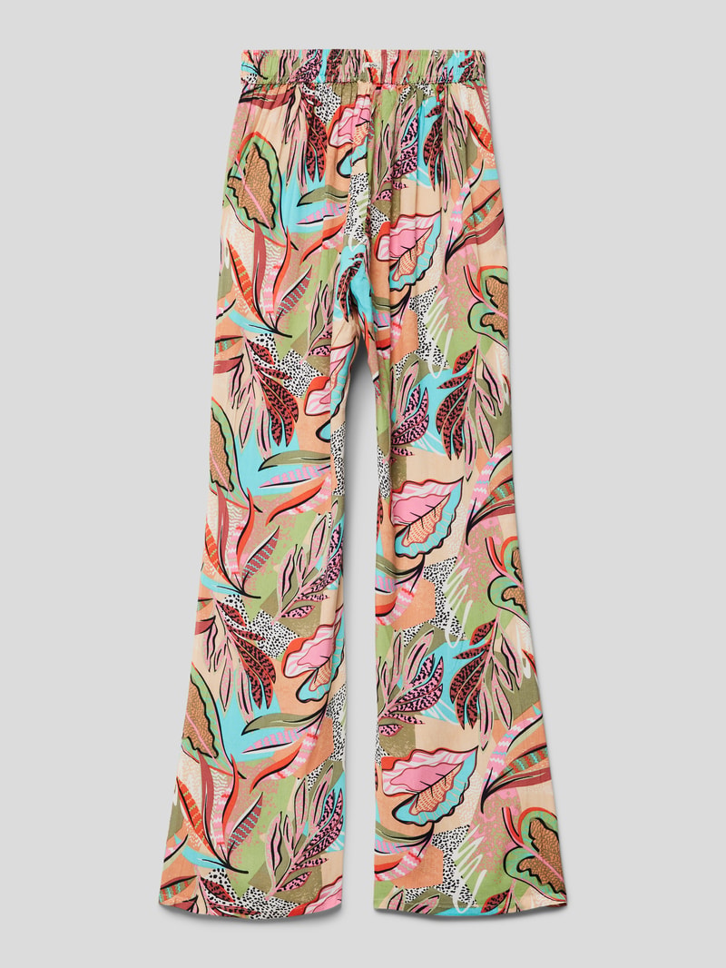 Stoffhose aus Viskose mit Allover-Muster in neon rot