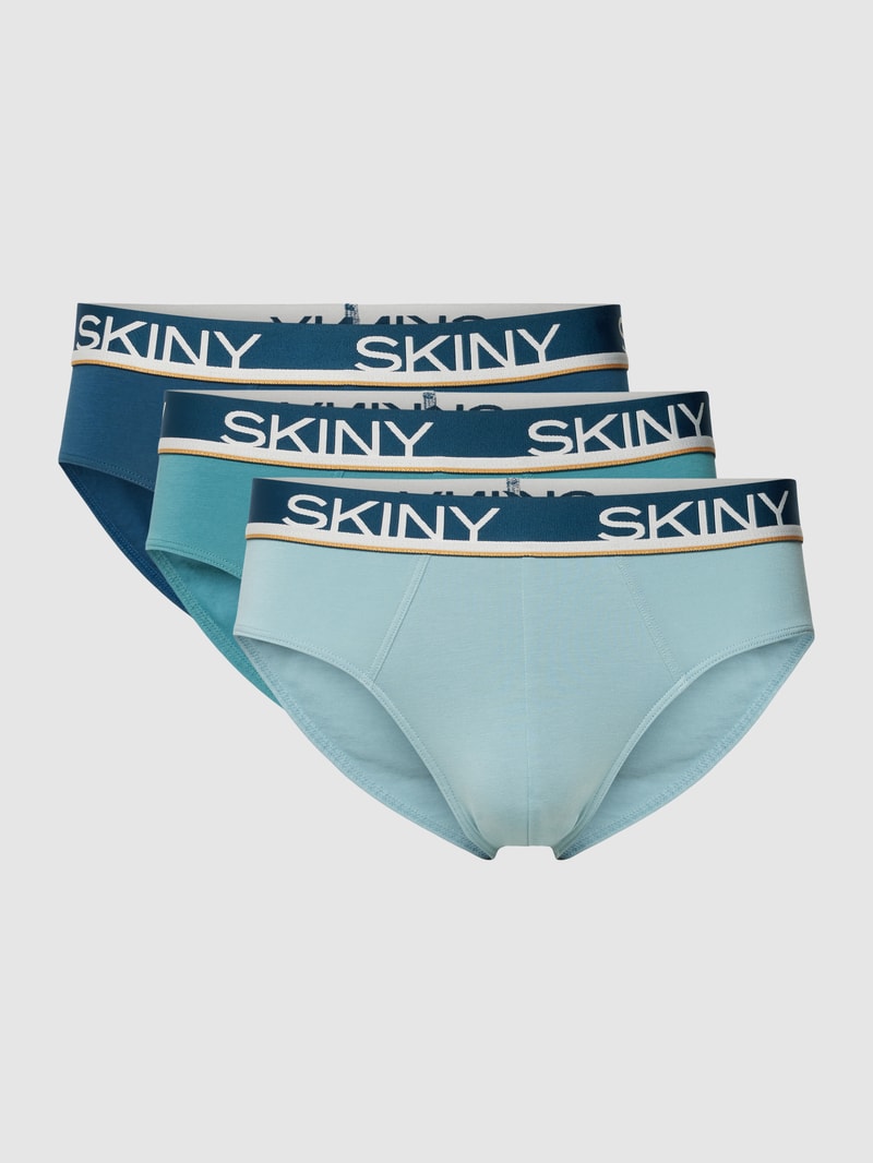 Slip mit elastischem Logo-Bund im 3er-Pack in petrol
