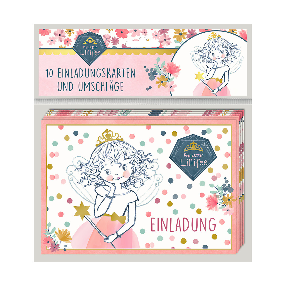 Einladungskarten Prinzessin Lillifee, 10 Stück inkl. Umschlag