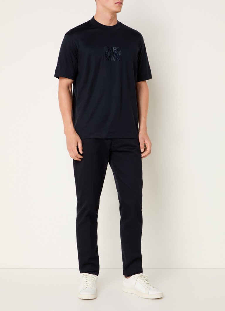 „Emporio Armani“ marškinėliai iš liocelio mišinio su siuvinėtu logotipu