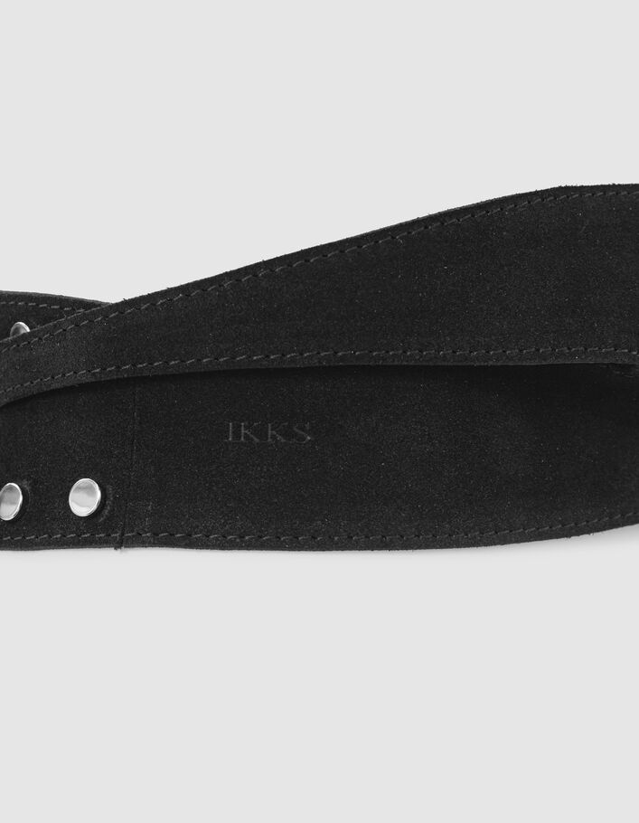 Ceinture large coloris noir en suède avec détails clous bijoux femme