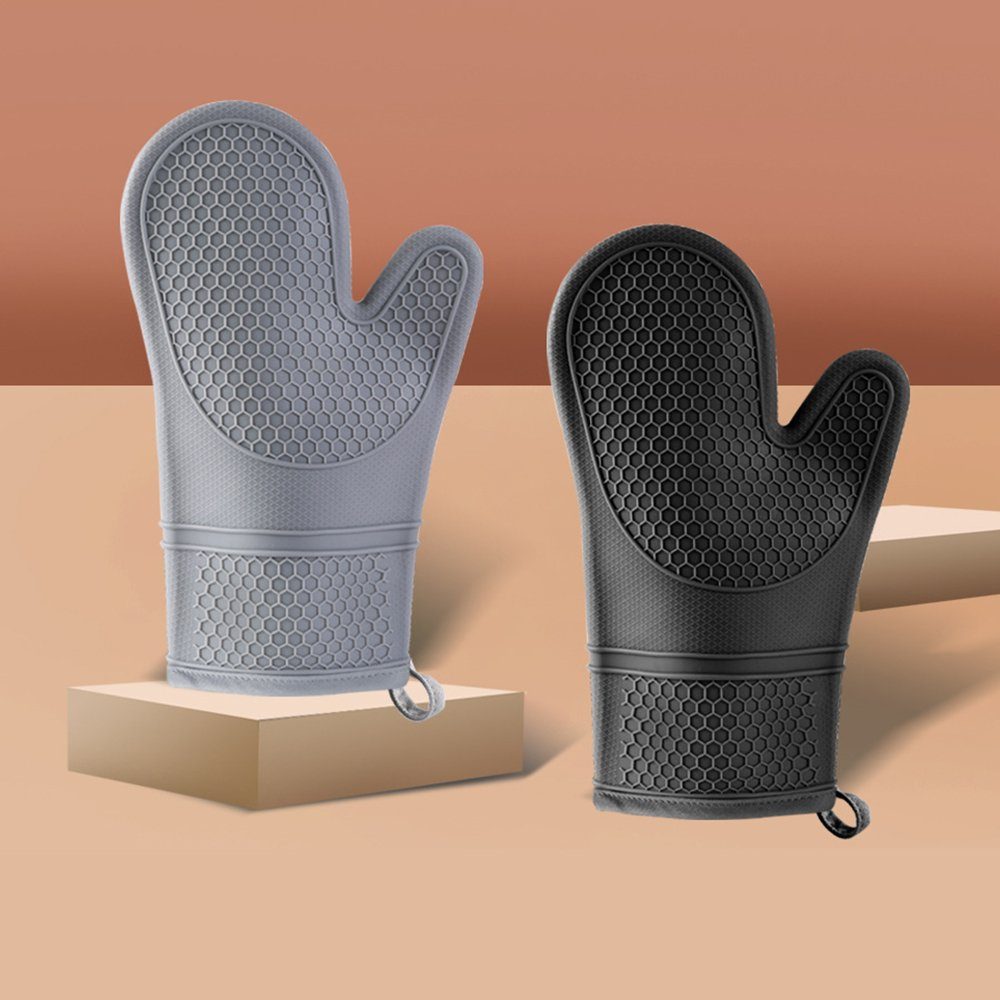 SCOKIT Topfhandschuhe 2er Set Premium Ofenhandschuhe hitzebeständig, (Backhandschuhe mit Anti-Rutsch Silikonbeschichtung), extra langem Unterarmschutz & bequemer Passform Topflappen Handschuh