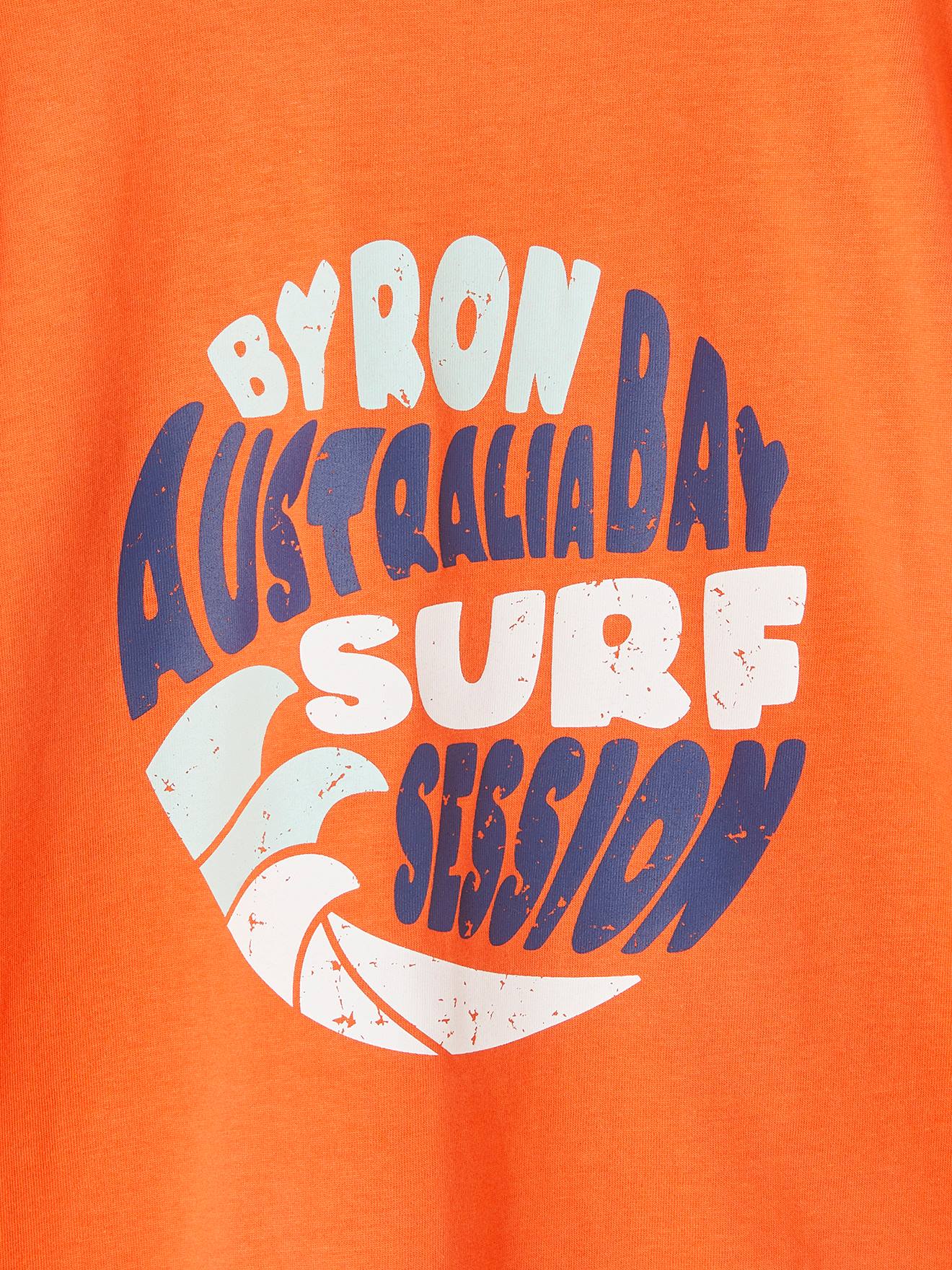 Vertbaudet Jungen T-Shirt mit Urlaubsmotiv - mandarine