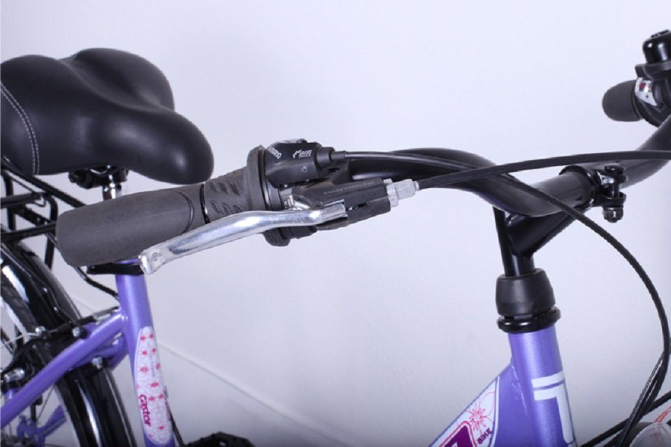 Talson Cityrad 26 Zoll Cityrad 064, 21 Gang Shimano, Kettenschaltung, mit Beleuchtung nach StVZO und Gepäckträger Lila
