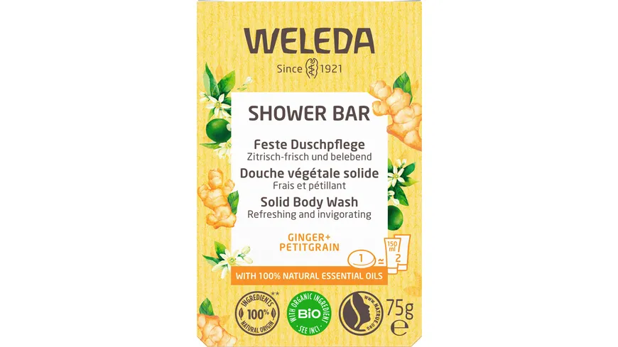 WELEDA Feste Duschpflege Ginger + Petitgrain 75 g