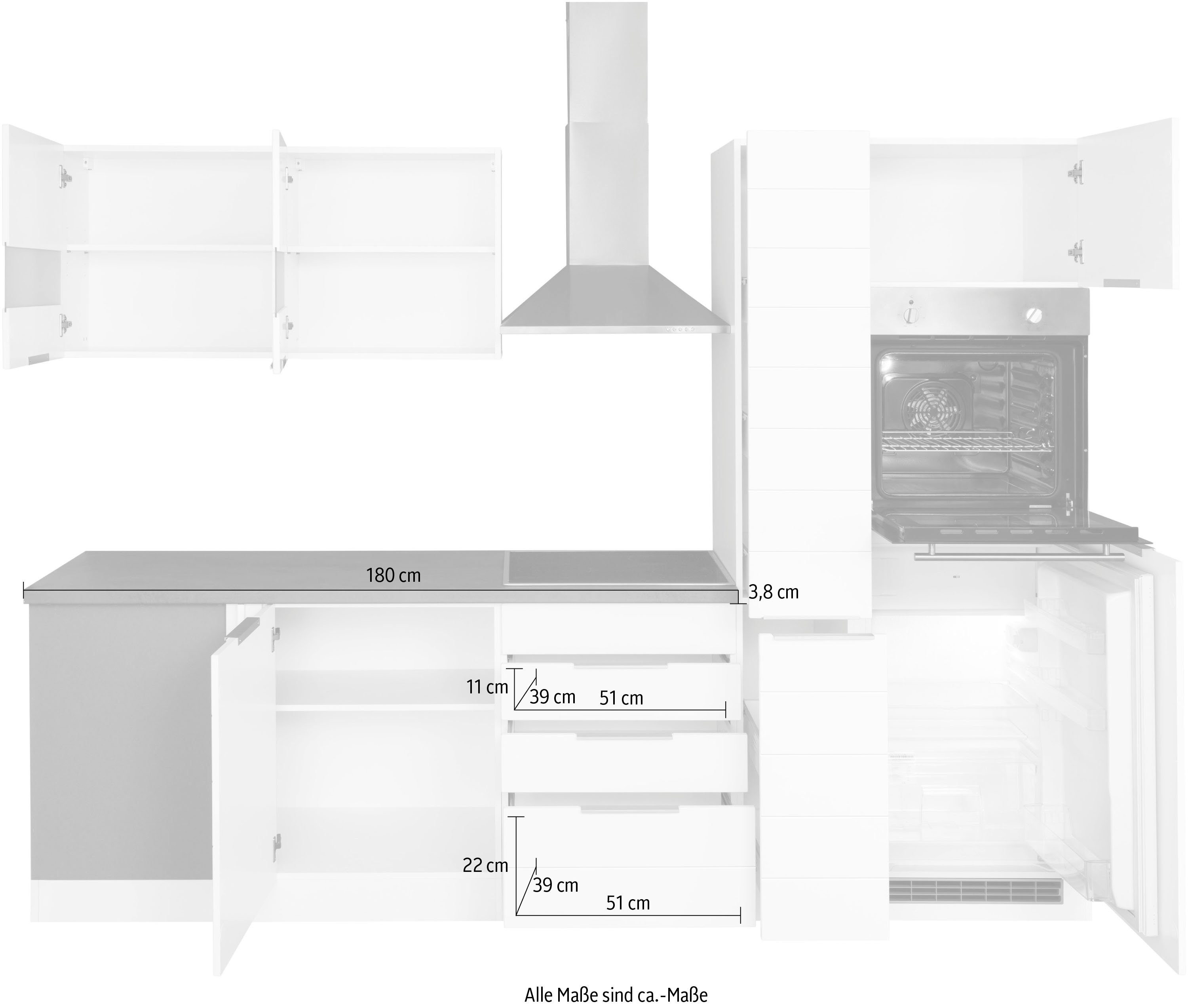 HELD MÖBEL Küche Luhe, Stellbreite 240x270 cm, wahlweise mit oder ohne E-Geräten, MDF-Fronten