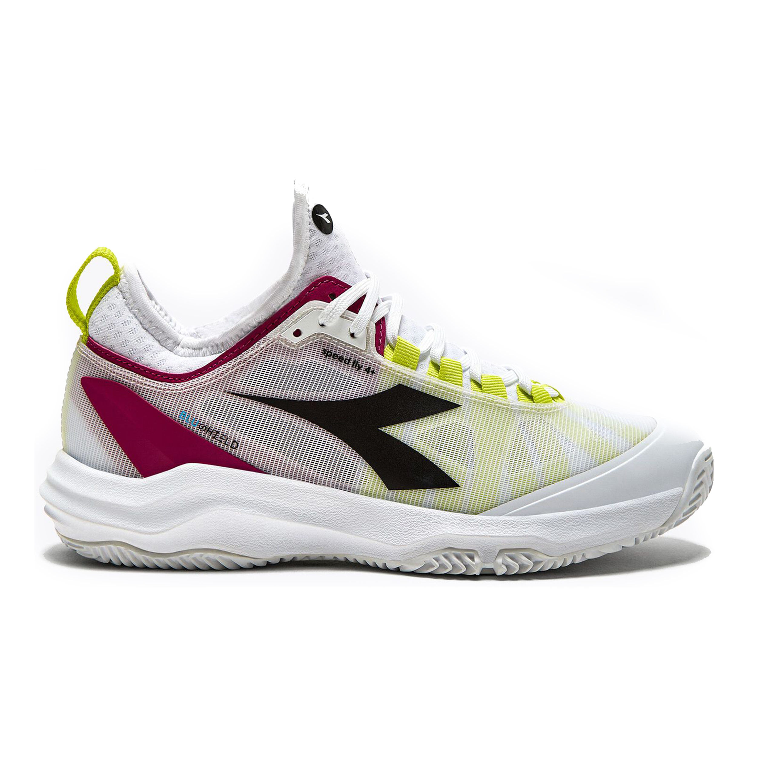 Speed Blushield Fly 4+ Sandplatzschuh Damen - Weiß, Neongelb