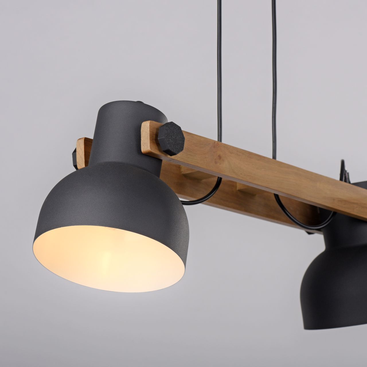JUST LIGHT Pendelleuchte CUP 2.0, 2xE27 max. 60Watt exkl., höhenverstellbar, IP20, Schwarz