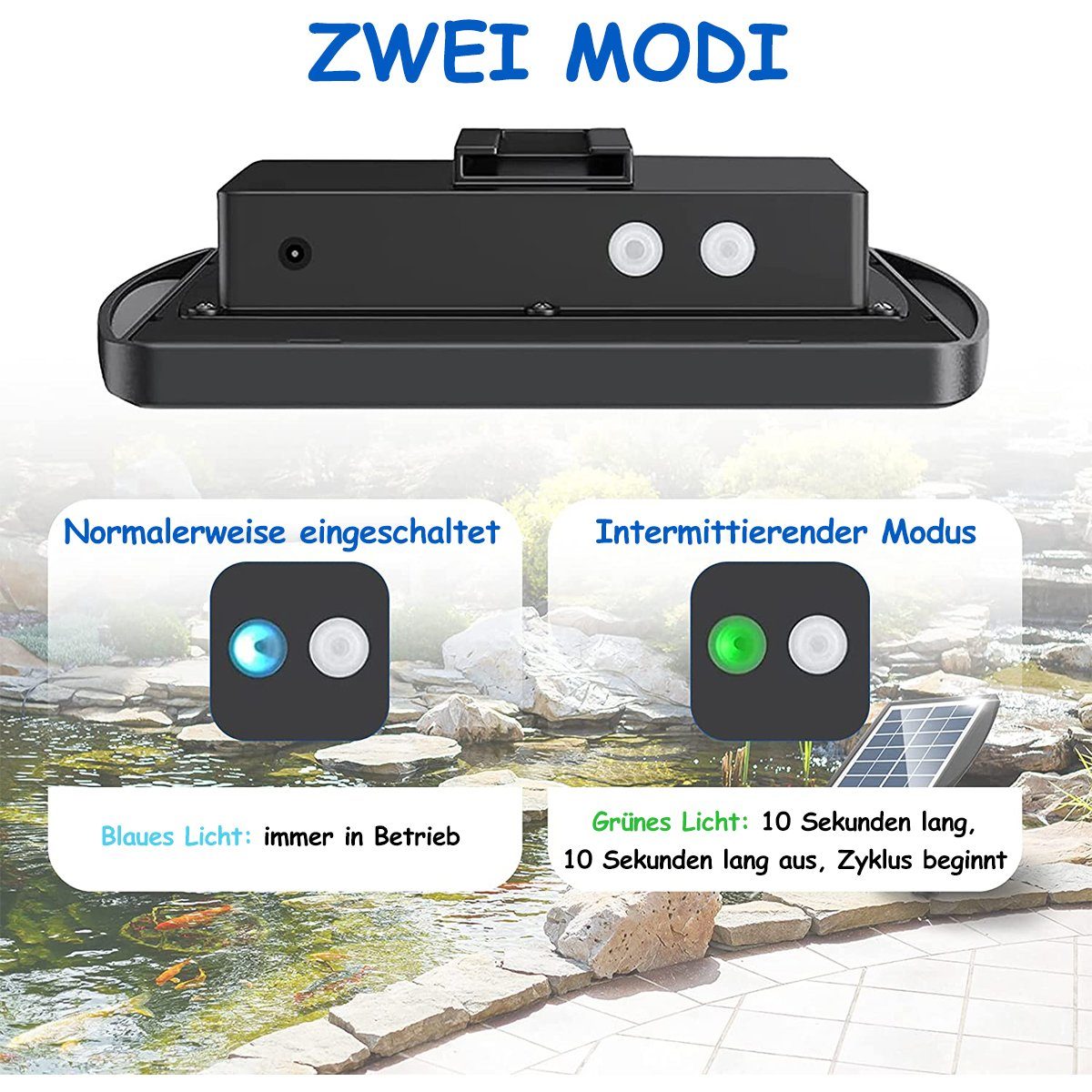 Dedom Solarpumpe Solar-Teichbelüfter, Solar-Sauerstoffpumpen, Springbrunnen-Luftpumpe, Sauerstoffpumpe für kleine Gartenteiche und Fischbecken