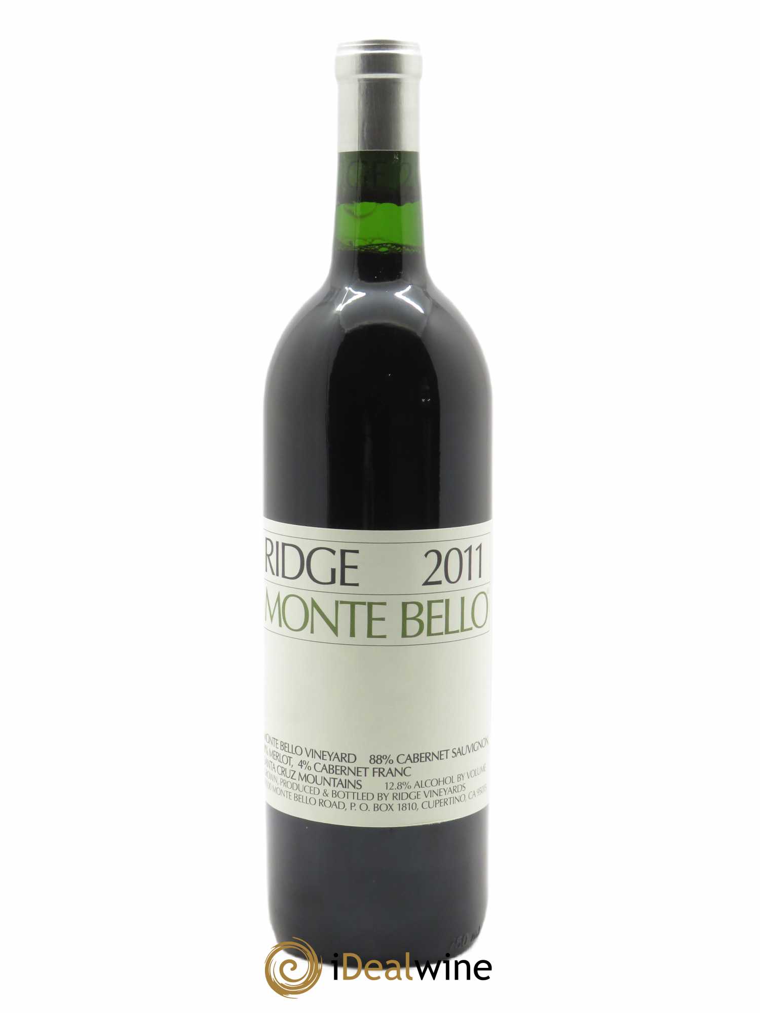 Santa Cruz Mountains Monte Bello Ridge Vineyards  2011 - Lot de 1 Bouteille