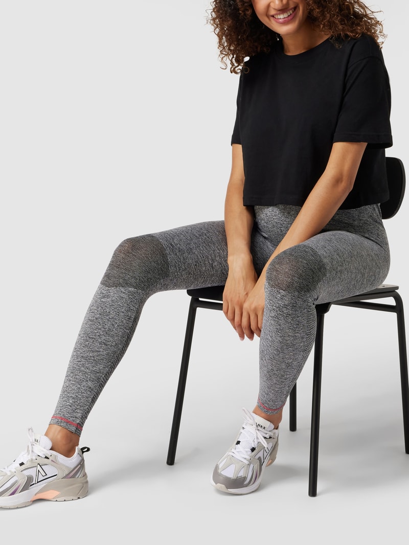Umstands-Leggings mit kontrastiven Details in mittelgrau meliert