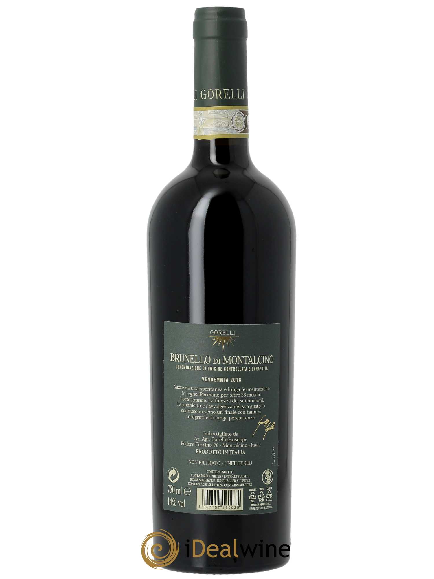 Brunello di Montalcino DOCG Gorelli  2018 - Lot de 1 Bouteille