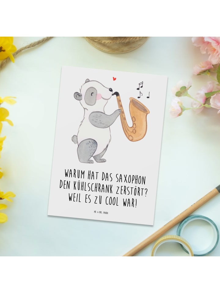Mr. & Mrs. Panda Postkarte Saxophon Kühlschrank mit Spruch in Weiß günstig kaufen onesize
