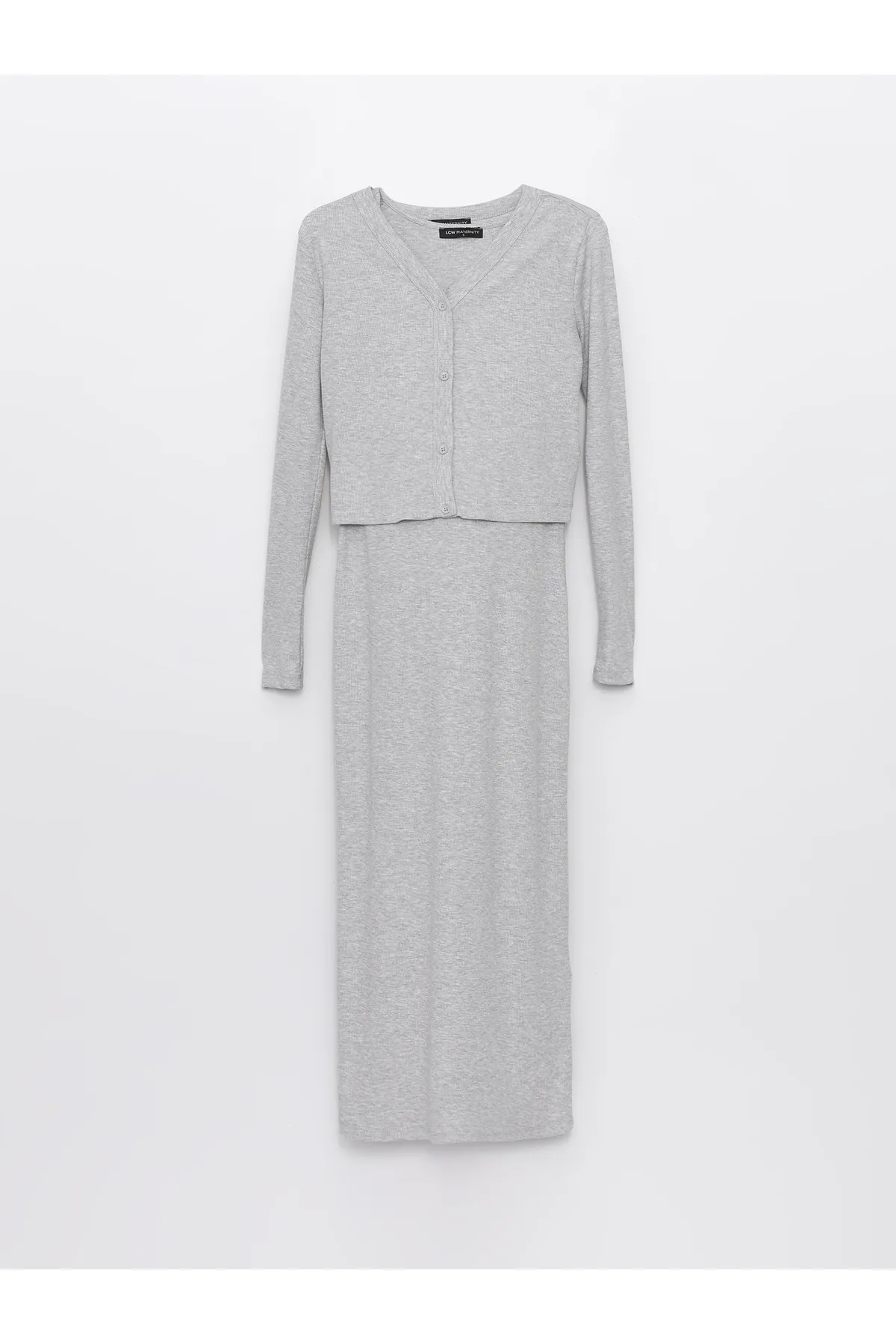 LC Waikiki  Set aus geradem, langärmligem Umstandskleid und Strickjacke mit Rundhalsausschnitt