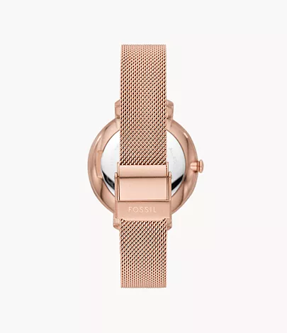 Fossil Damenuhr Jacqueline 3-Zeiger/Datum Edelstahl Roségold