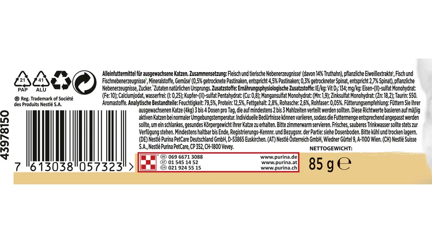 PURINA GOURMET Nature's Creations Reich an Truthahn 85 g