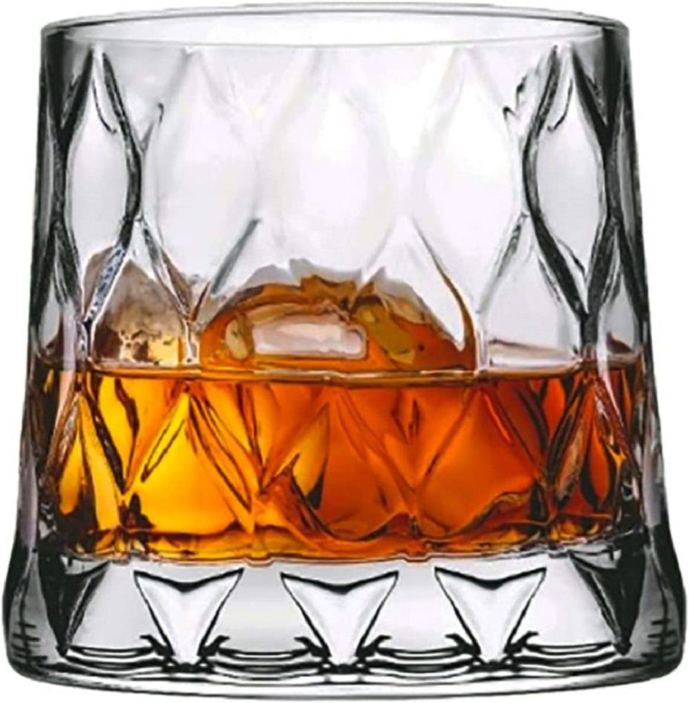 Pasabahce Whiskyglas 4er-Set Leafy Old Fashioned Special Design mit schwerem Boden, 300 ml