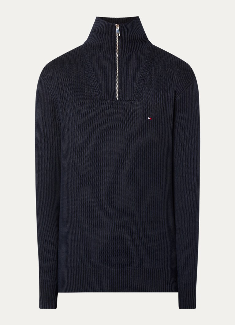 Tommy Hilfiger Rib-knit sweater with half zip and logo