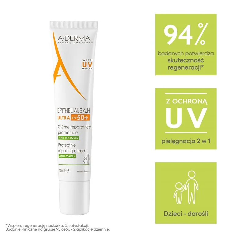 A-Derma Epitheale AH Ultra SPF 50+ Beskyttende Regenererende Creme