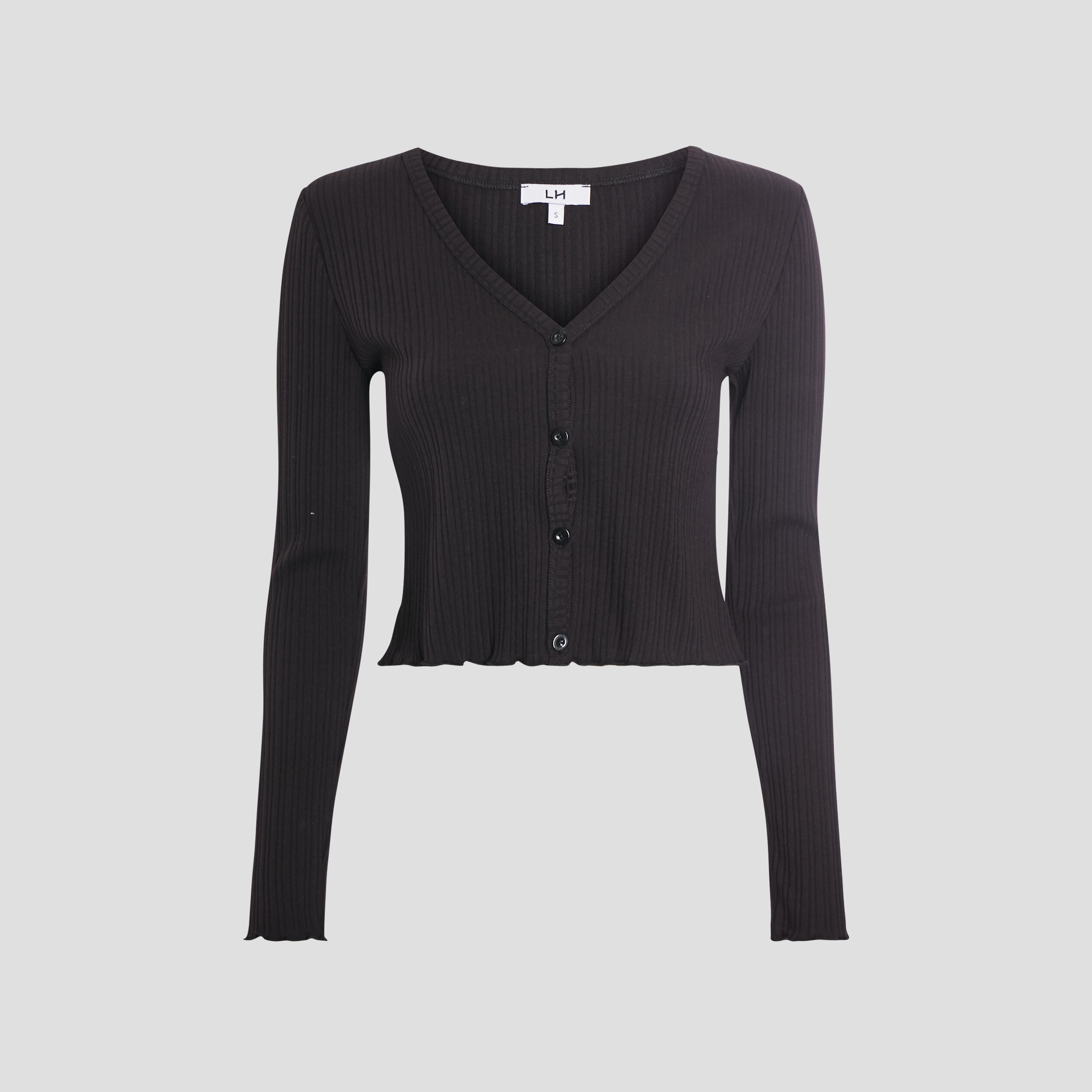 T-shirt cropped boutonné manches longues noir femme | La Halle