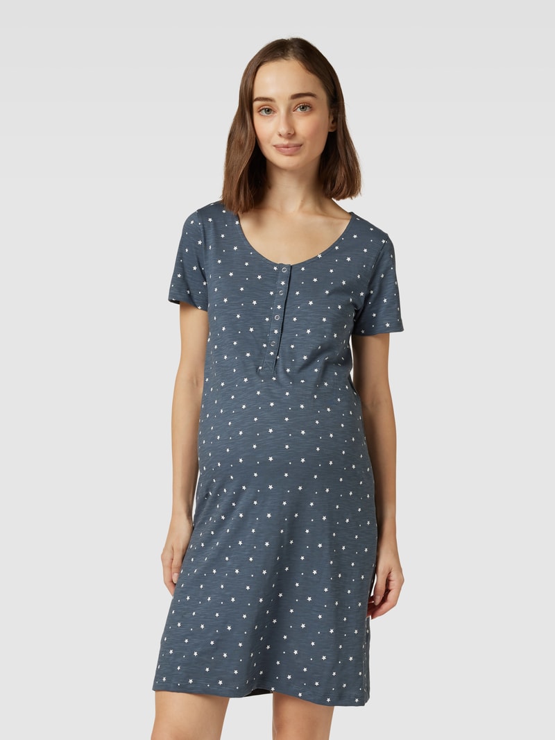 Knielanges Umstands-Kleid mit Motiv-Print Modell 'mira lea star' in bleu