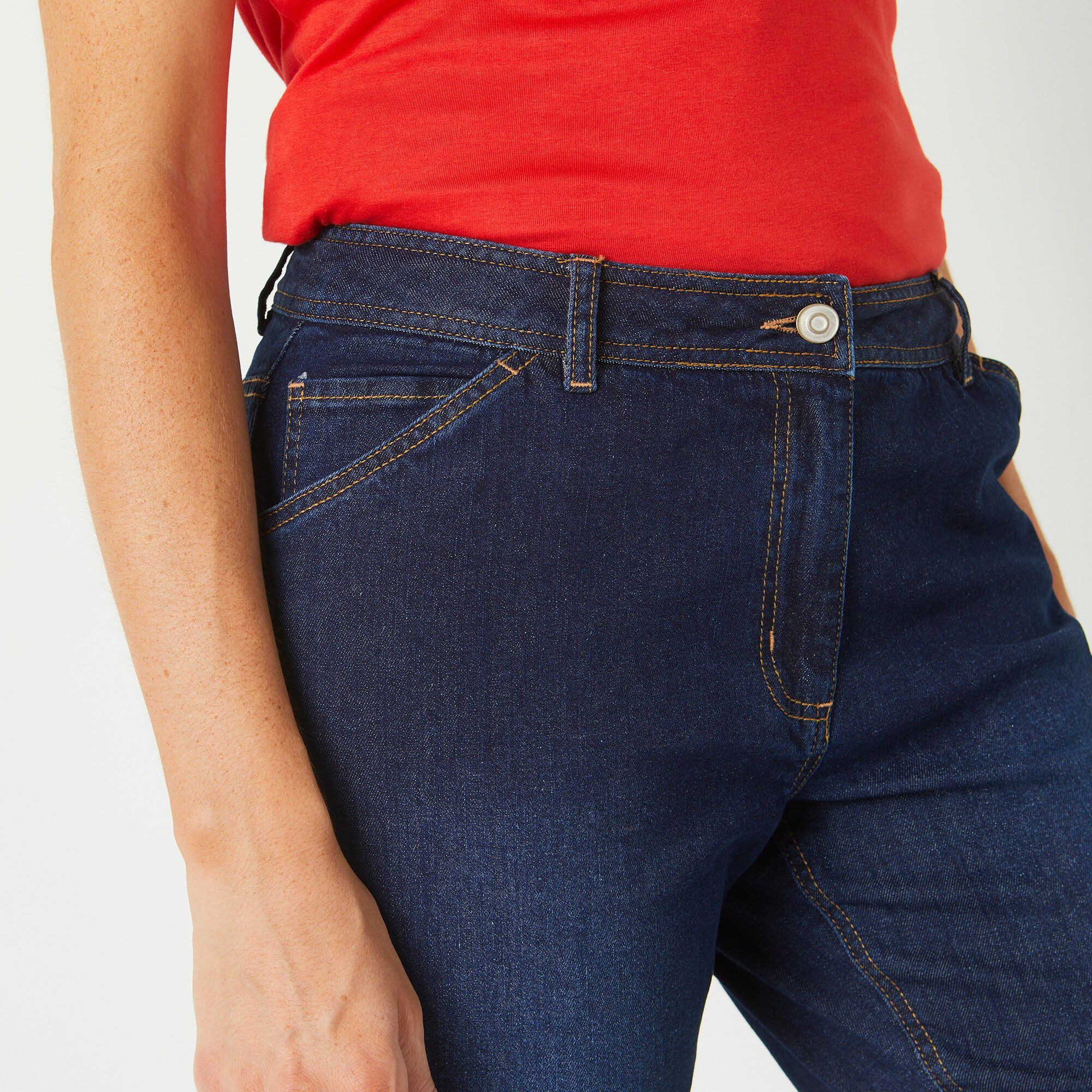 Pantalon mom, denim stretch