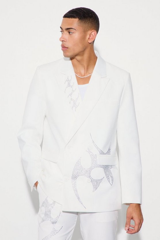 Lockerer Blazer mit Strass-Verzierung