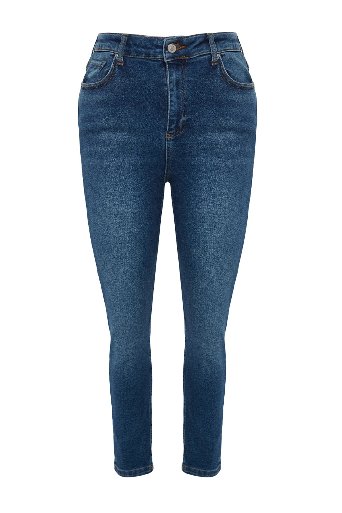 Trendyol Curve  Marineblaue, dehnbare Skinny-Jeans mit hoher Taille TBBAW24CJ00048
