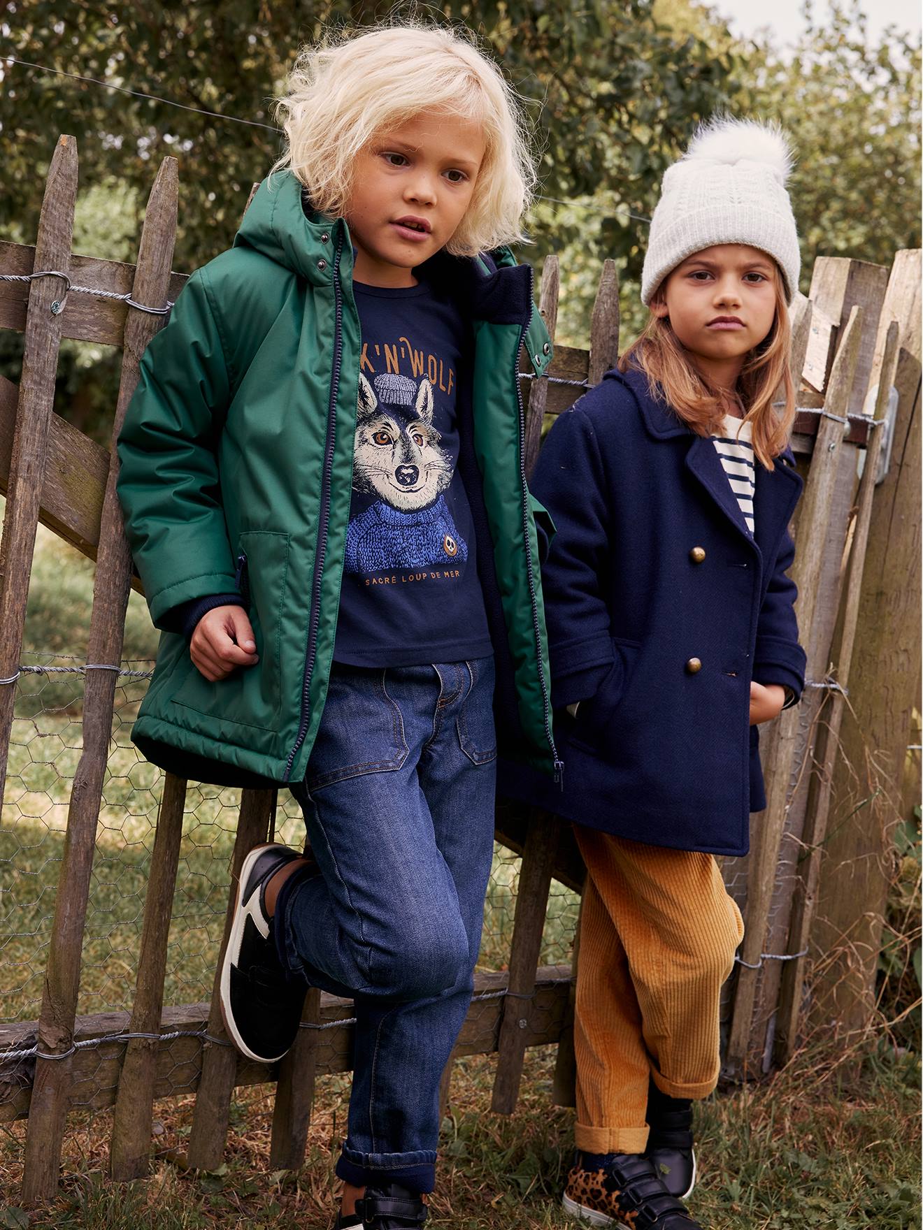 Parka à capuche doublée polaire garçon vert